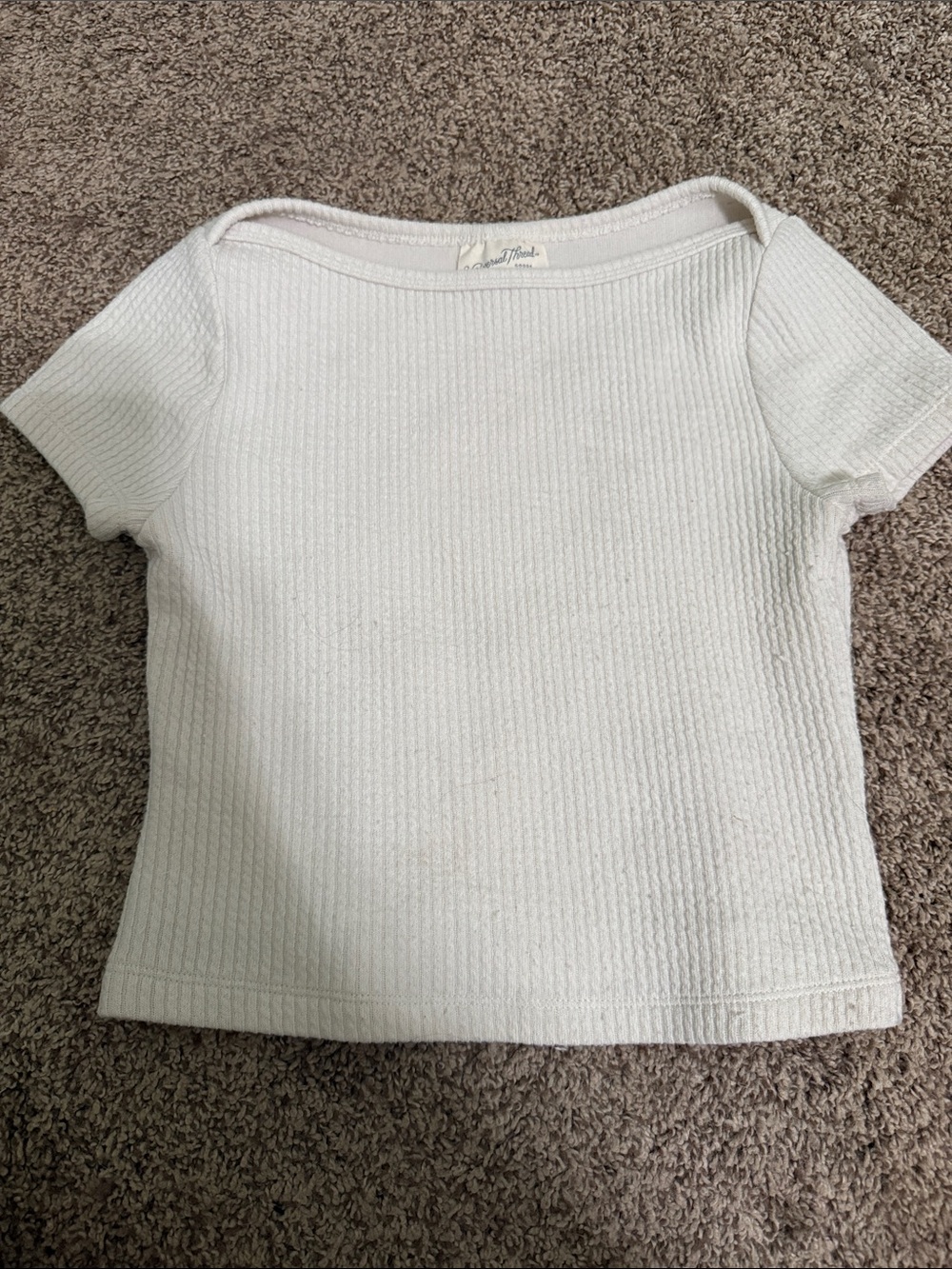 Universal Thread White Textured Short-Sleeve Kids Tee
